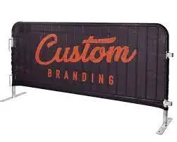 Wholesale Custom Digital Printed Mesh Barricade Cover Fabric Crowd Control Barrier Covers for Road Advertising & Sports Events