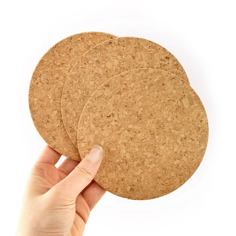 Cork Coaster Round Plant Coaster Absorbent Bar Mat 4pcs one set for Kitchen Hot Pads Pots Cork Coasters Coffee Drink Tea Cup Ma