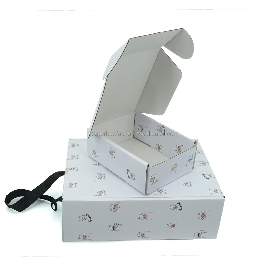 2024 Custom Portable Luxury White Matte Gift Mailing Box with Black Ribbon Handle