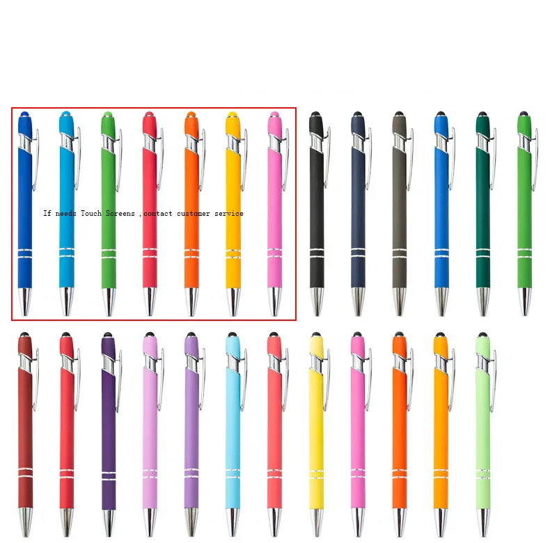 Custom LOGO Black Pens Retractable Ballpoint Pen with Stylus tip Metal Stylus Pen for Touch Screens