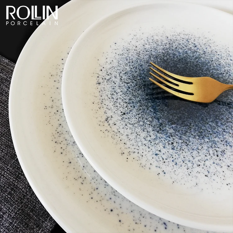 Coffee shop 8 inch white round decal printing modern plates