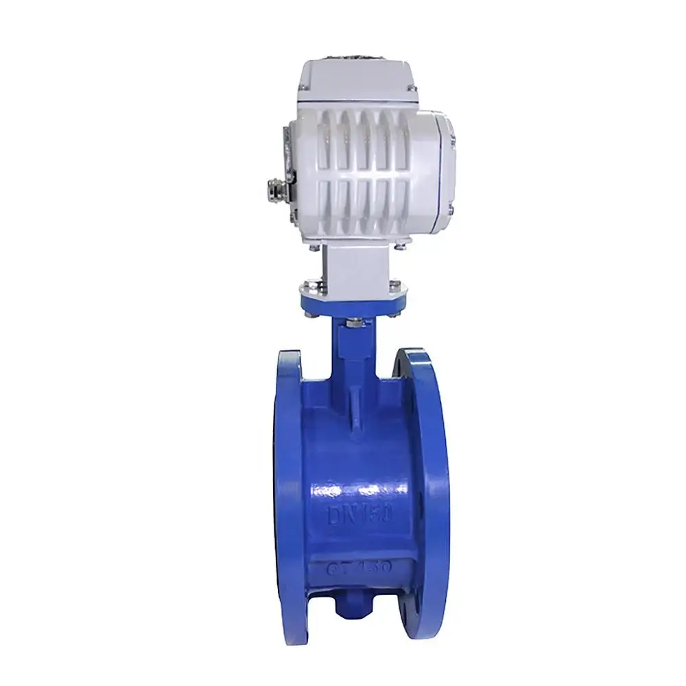 COVNA 6 Inch DN150 CF8M Stainless Steel Wafer Type Double Flange Electric Actuator EPDM Seat Motorized Butterfly Valve