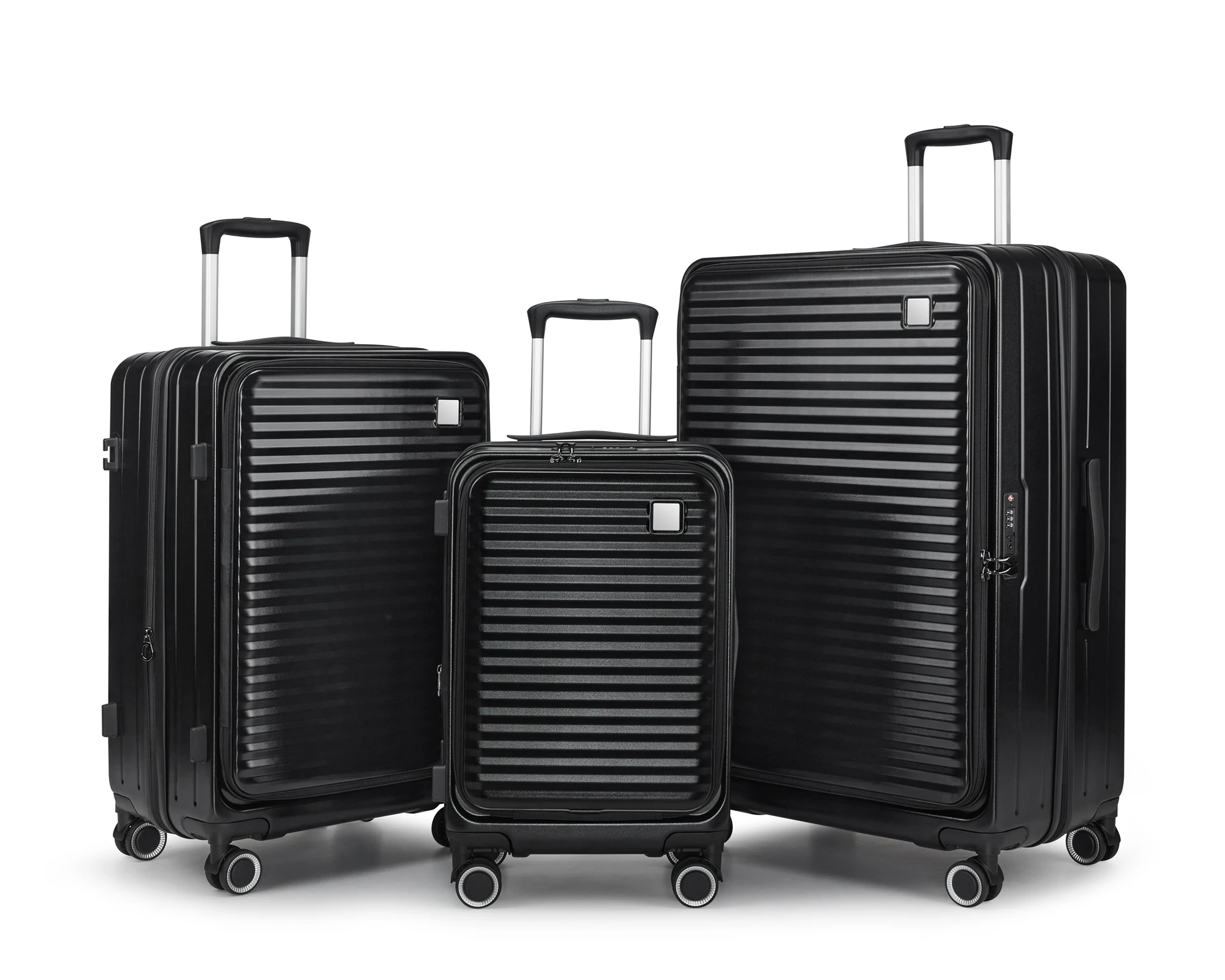 Large Capacity Expandable Front Opening Travel Trolley Case 3 Pcs Suitcase Set Laptop Compartment Travel Luggage