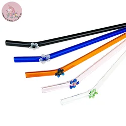 Wholesale Glass Straws with Flower  for Drinking Mug Mason Jars