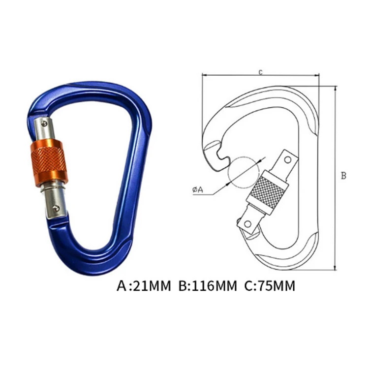 Wholesale 12KN Safety Rock Climbing Camping Carabiner 7075 Wire Gate Aluminium Waterproof Snap Hook