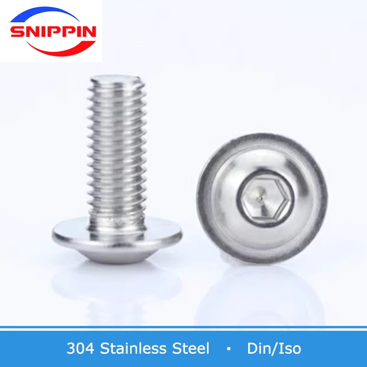 M2 M2.5 M3 M4 M5 M6 M8 M10 M12 ISO7380.2 304 Stainless Steel Hex Hexagon Socket Round Button Head With Washer Collar Screw Bolt