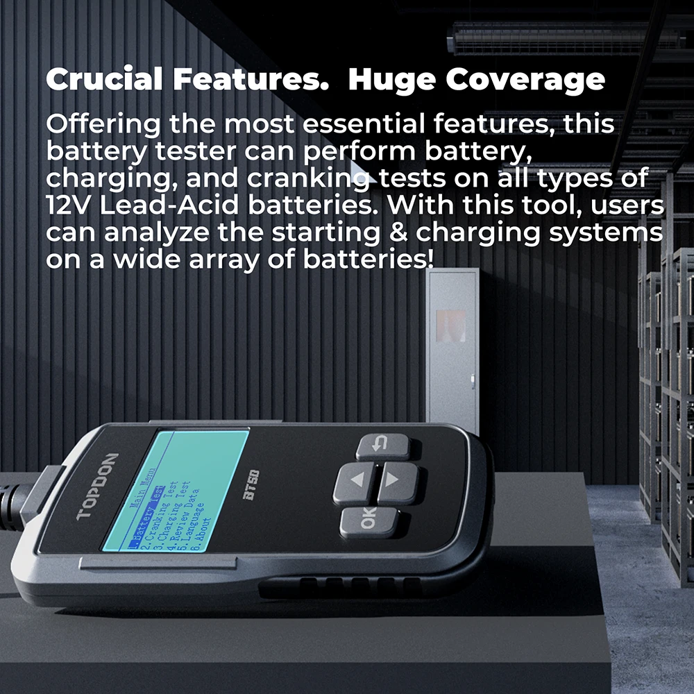 TOPDON BT50 New Arrival 12V 200Ah Car Auto Battery Tester 10A Aa Digital Battery Tester Analyzer For Automobile Bat