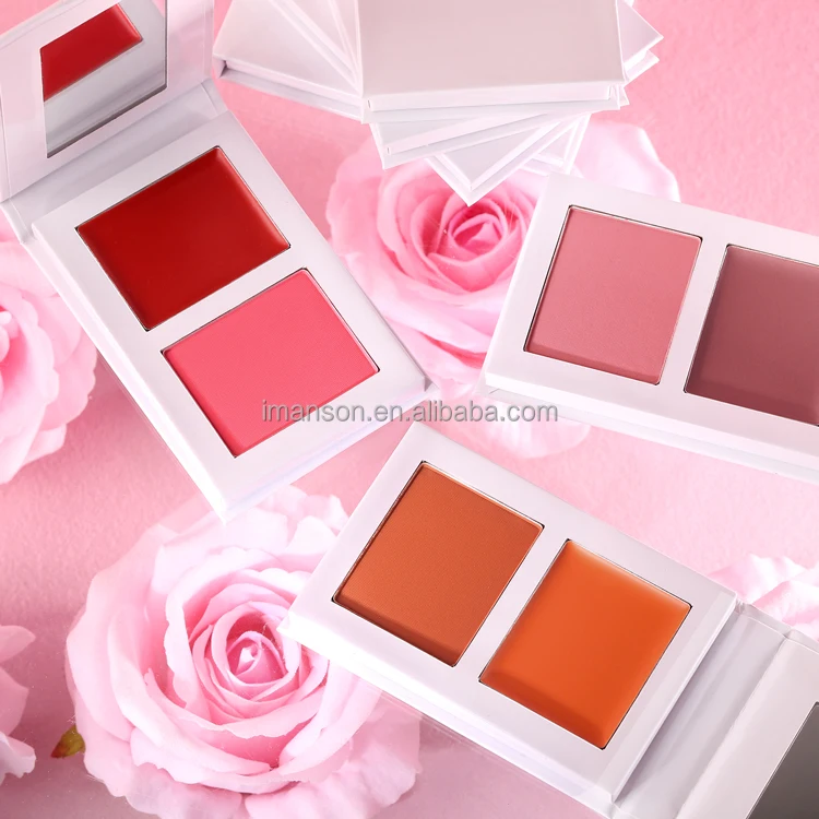 Newest Professional Cosmetic 2In1 Blush Highlighter Contour Bronzer Palette Vegan Face MakeUp Palette Cream Pressed Powder Blush