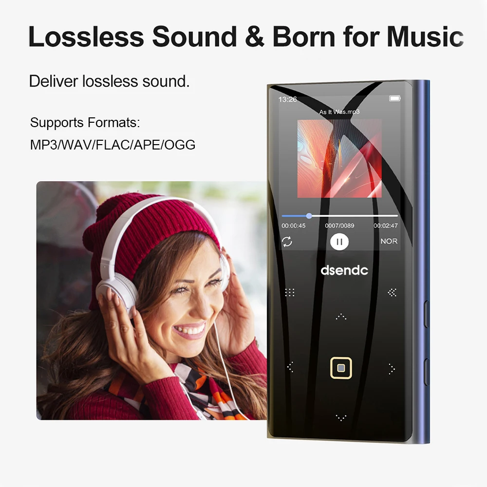 dsendc MP3 Music Player 2.4 Inch LCD Screen Lossless HiFi Sound MP4 with Recorder FM E-Book