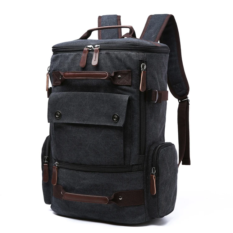 New large capacity leisure travel backpack bag black sturdy men backpack vintage durable canvas travel bag backpack for man
