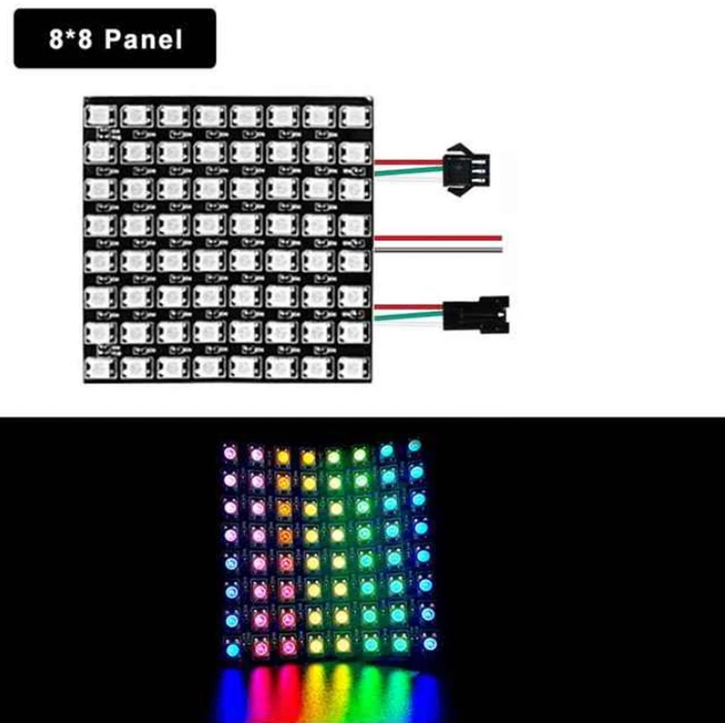 Гибкая Пиксельная панель WS2812B 5050 RGB SMD DC5V 8x8 16x16 8x32 люмен матричный экран WS2812 IC светодиодный модуль индивидуально адресуемый