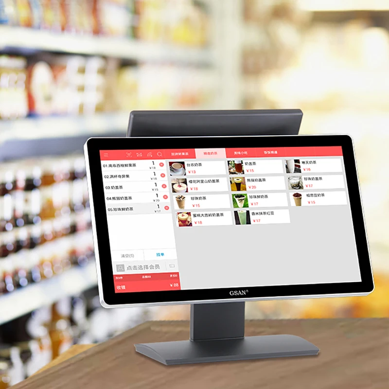 Хорошая цена Стабильная производительность PCAP Touch Pos Systems кассовый аппарат клеммный с дисплеем клиента VFD