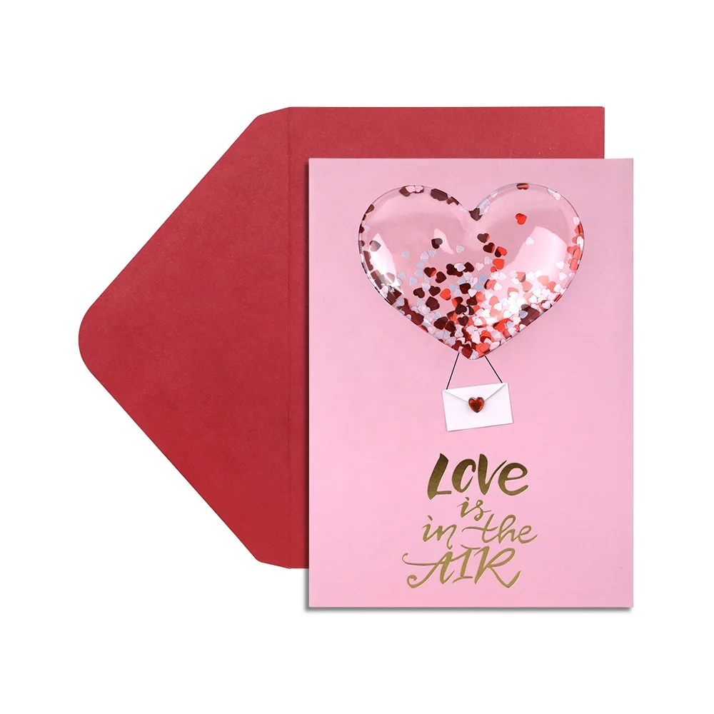 Изготовитель сделанных на заказ 3D алмазных золотых фольгированных декоративных розовых сложенных поздравительных открыток «Я люблю тебя» с конвертом