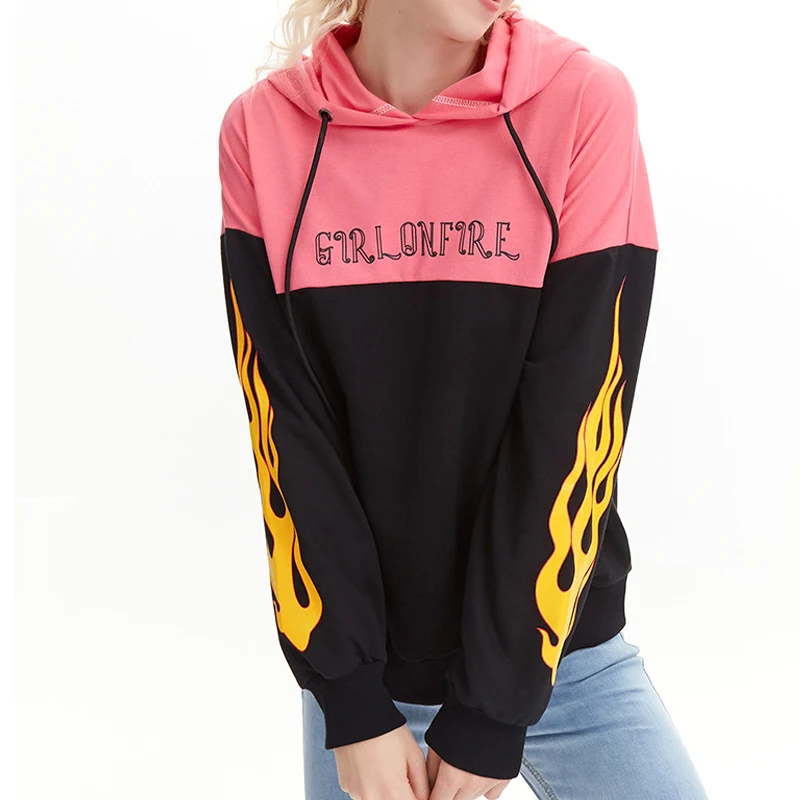 OEM Color Block hoodies for ladies with vinyl print