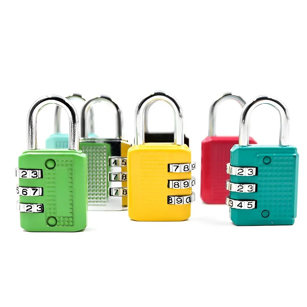 Factory price small reset 3 digit luggage combination lock bag safety padlock zinc alloy gym locker lock mechanic combination