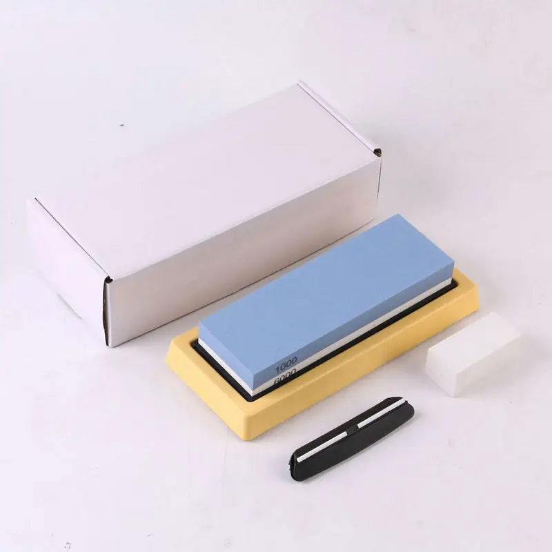 Sharpening Stone Set with Non-Slip Bamboo & Silicon Base Dual 1000/6000 Grit Whetstone Double-sided Knife Sharpener Wetstone