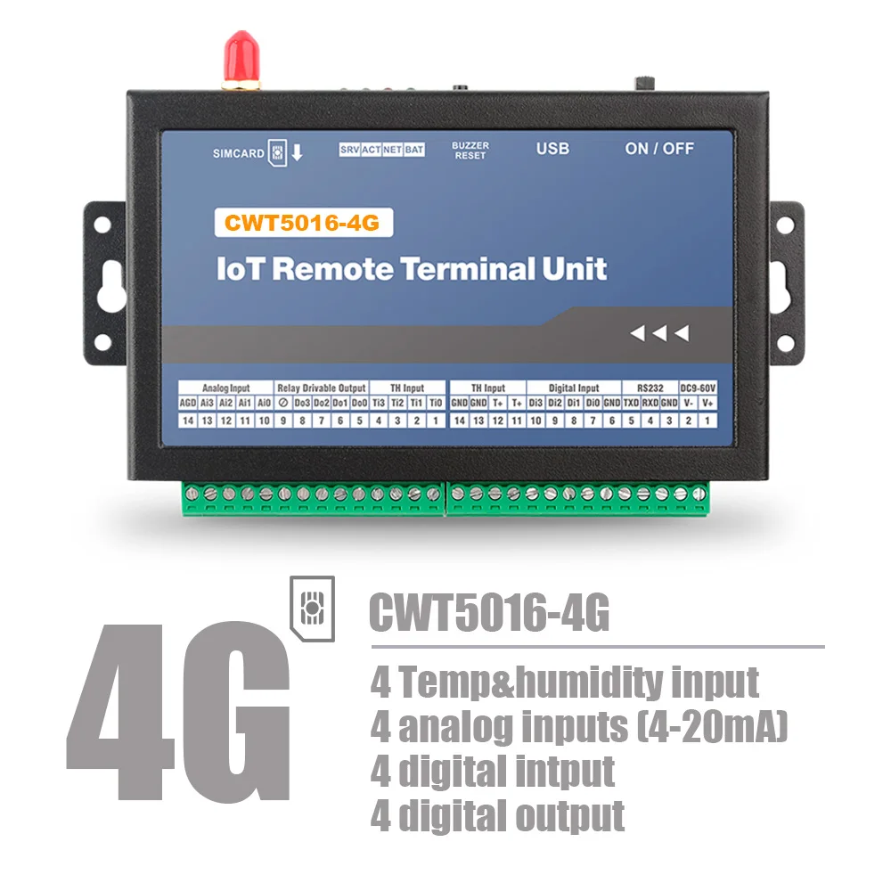 CWT5016 Gsm Sms WIFI 4G Temperature Control Alarm Data Logger Sms Alert Alarm System DS18B20 PT100 Temperature Sensor