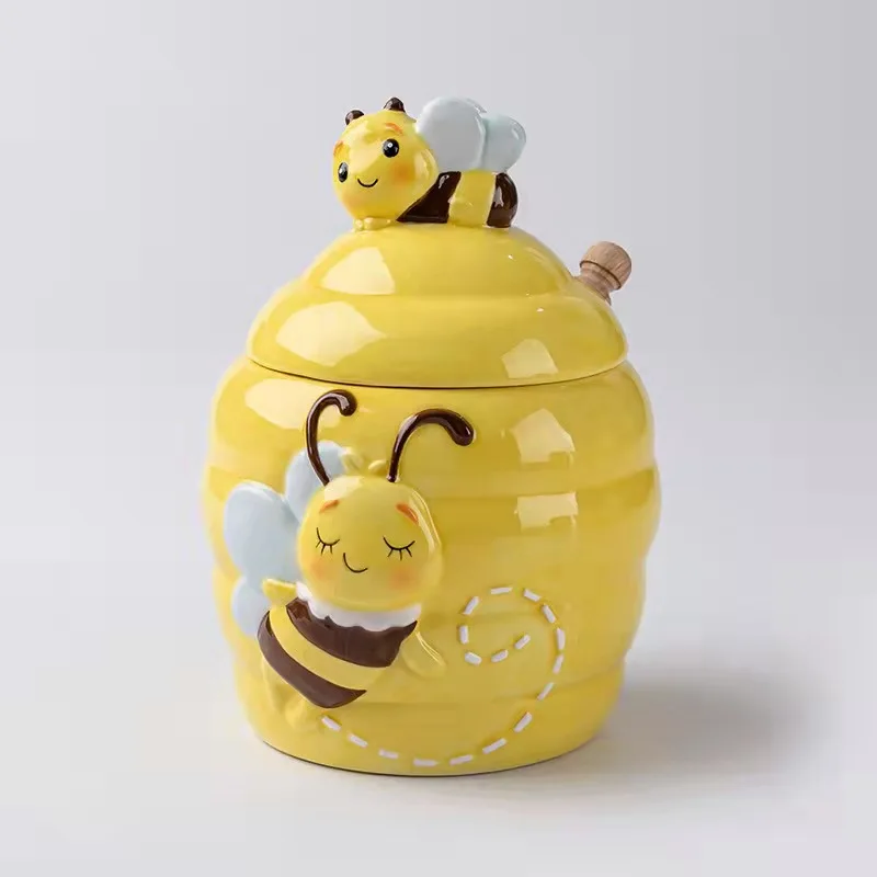 custom Kitchen Empty Storage Unique Bee Beehive Ceramic Honey jar