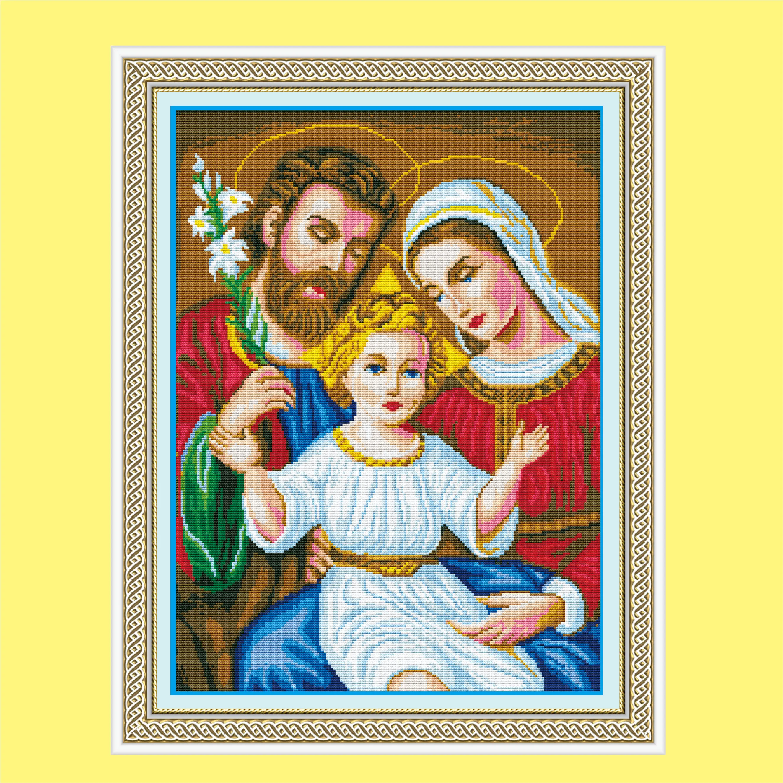 Cross Stitch Primary Colors Embroidery Kit Fabric DIY Colorful DIY Cross Stitch SET