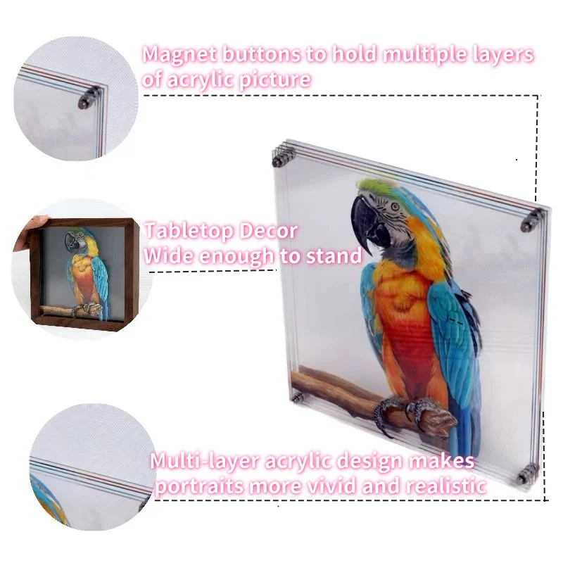 Pet stereoscopic painting naked eye 3d stereoscopic painting custom art handmade pet hand-painted oil painting acrylic custom