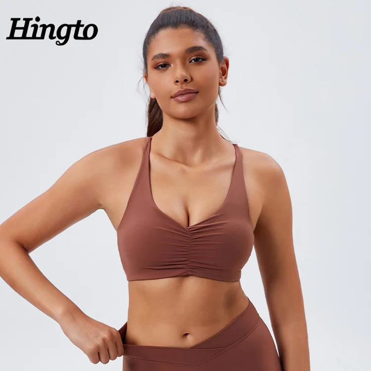 Fashionable Running Workout Tops Women Fitness Sports Bra For Gym Active Wear Sports Bra For Girls Cross Back Long Line Sports B