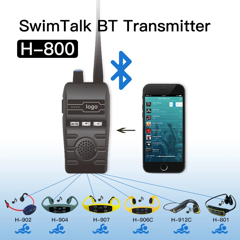 Беспроводное воспроизведение музыки BT H800 Swimtalk FM-передатчик устройства