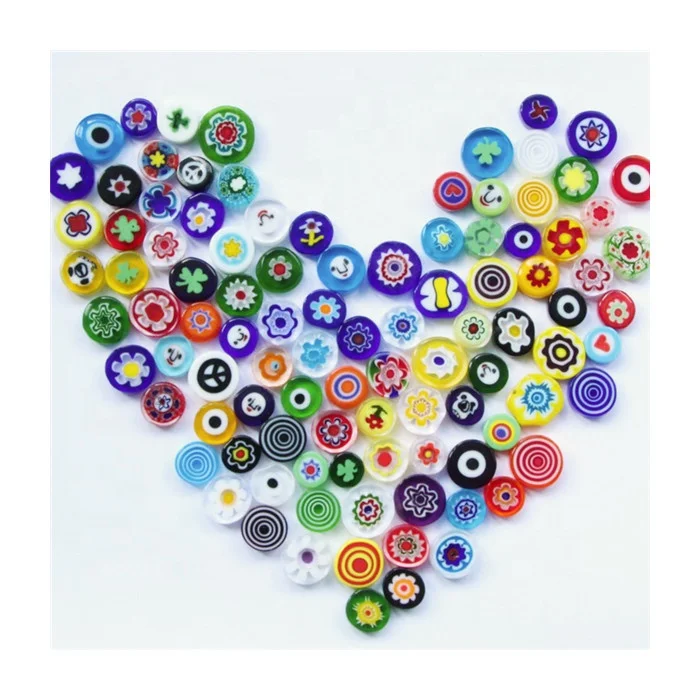 Dia 9-13mm high quality colorful glass millefiori beads round millefiori glass mosaic tiles