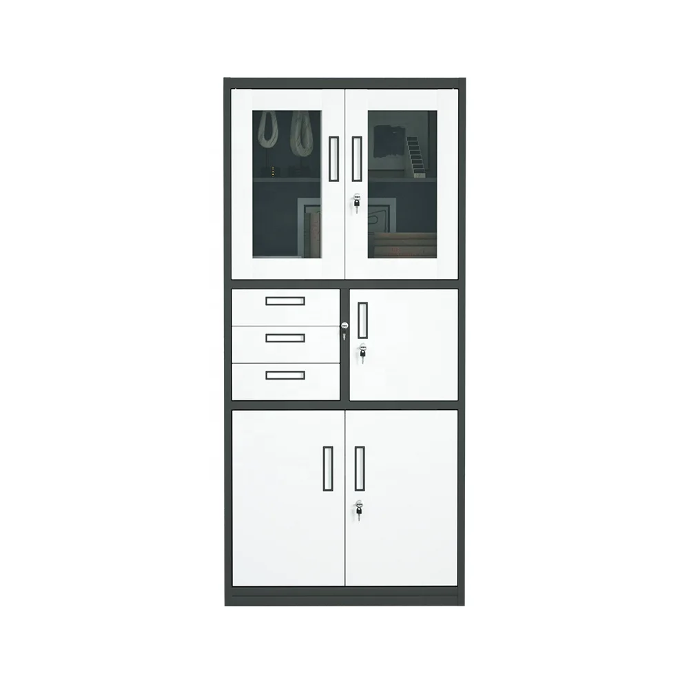 Steel filing cabinet with drawer and safe box metal cupboard office file storage cabinet