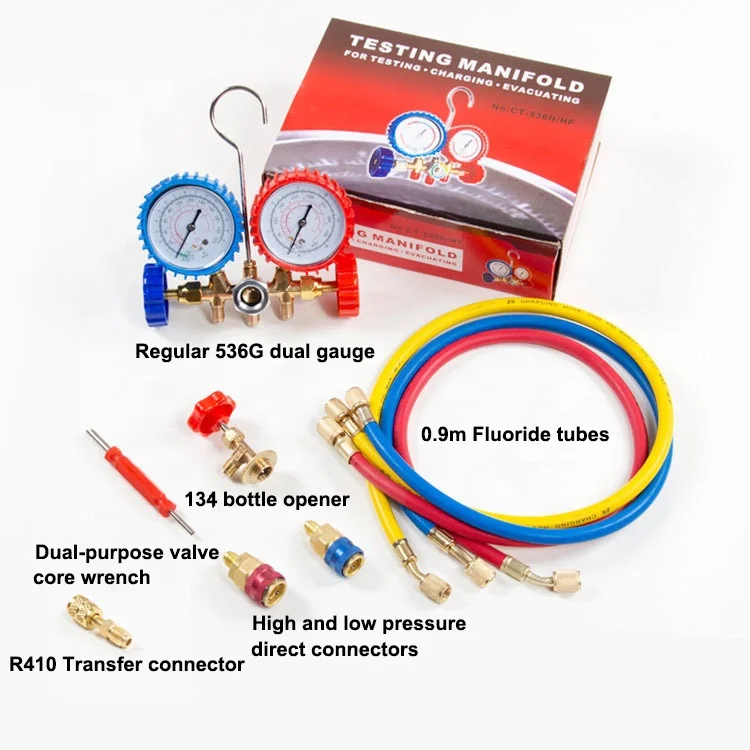 R32 R 134A Refrigeration Pressure Tools Double Manifold Gauge Set For Car Air Conditioning Conditioner