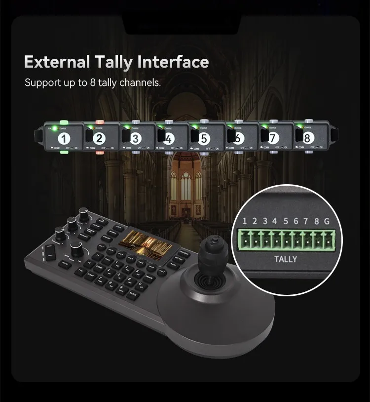 TV studio broadcast New PTZ IP Joystick Controller PTZ Cameras vMix On vif RS232 RS485 Live Streaming PTZ Keyboard Controller