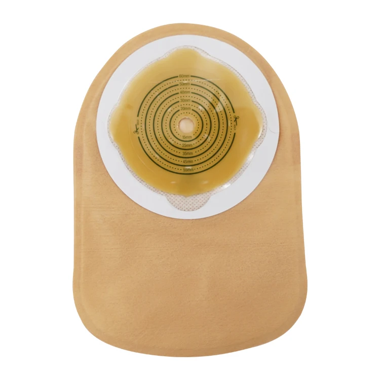 One piece system professional supplier disposable Ostomy Supplies with adhesive flange Ostomy Pouch Colostomy bag