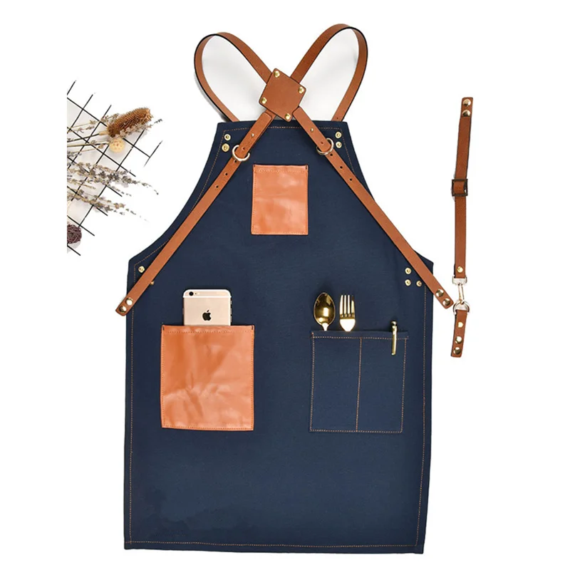 
Best selling kitchen canvas apron tool waist painting art tools unisex personalised antifouling organic cotton cleaning apron 