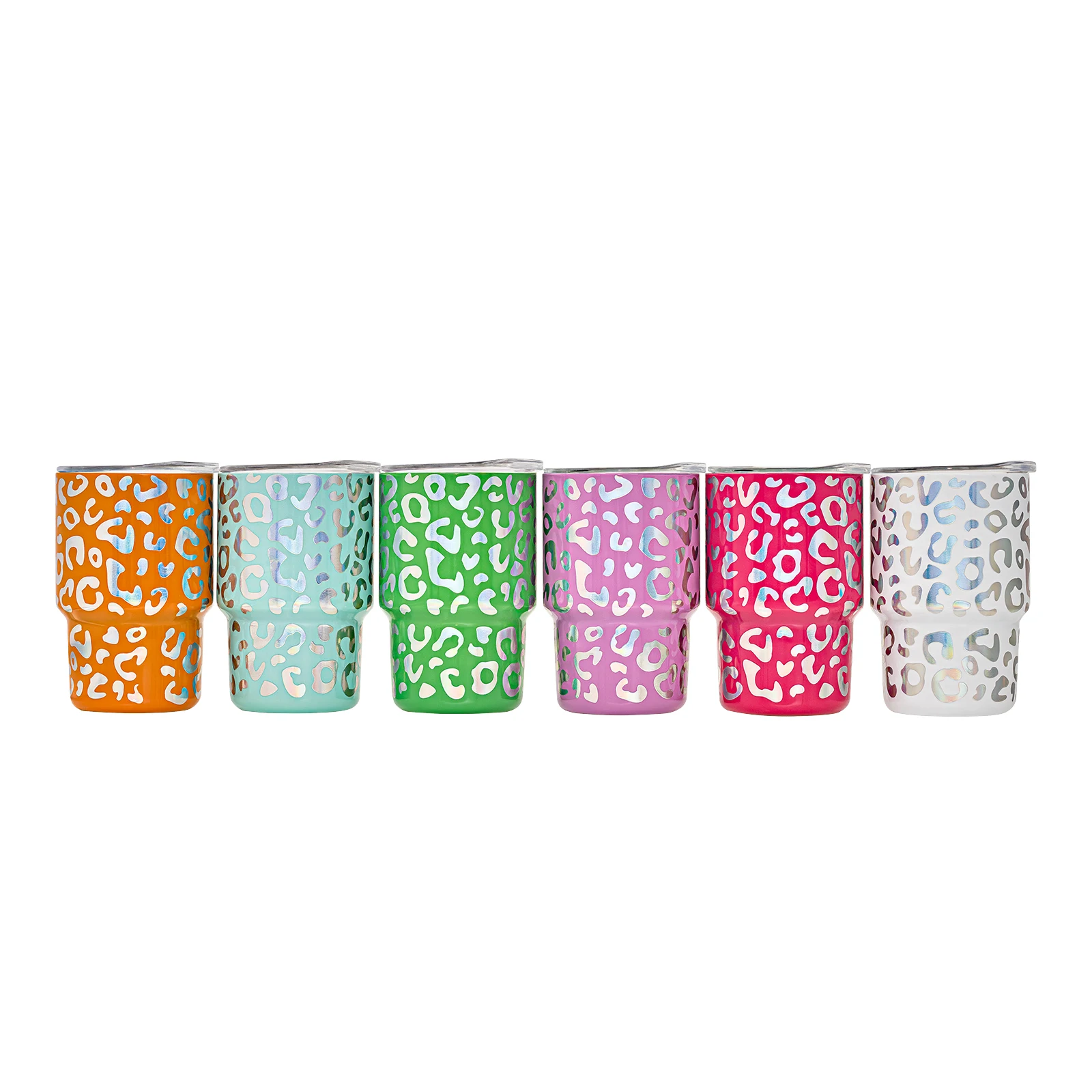 New Leopard 3oz Stainless Steel Tumbler Sublimation Blanks Double Wall Small Metal Mini 2oz Shot Glass Tumbler With Straw Lid