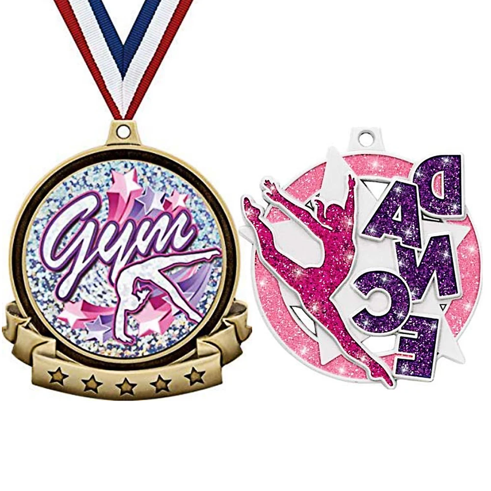 High Quality Double Side Embossed Silver Gold Silver Bronze Medals Ice Hockey Dance Metal Sports Medal And Trophies With Ribbon