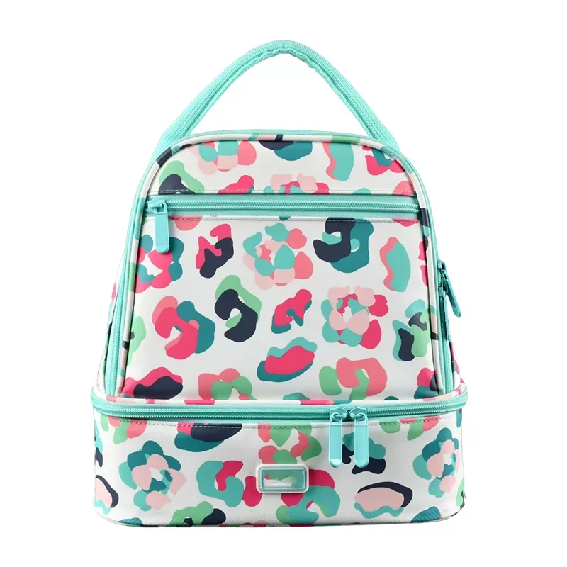 Full Color Printing 2 Layers Lunch Tote Bag With Waterproof Lining School Picnic Set