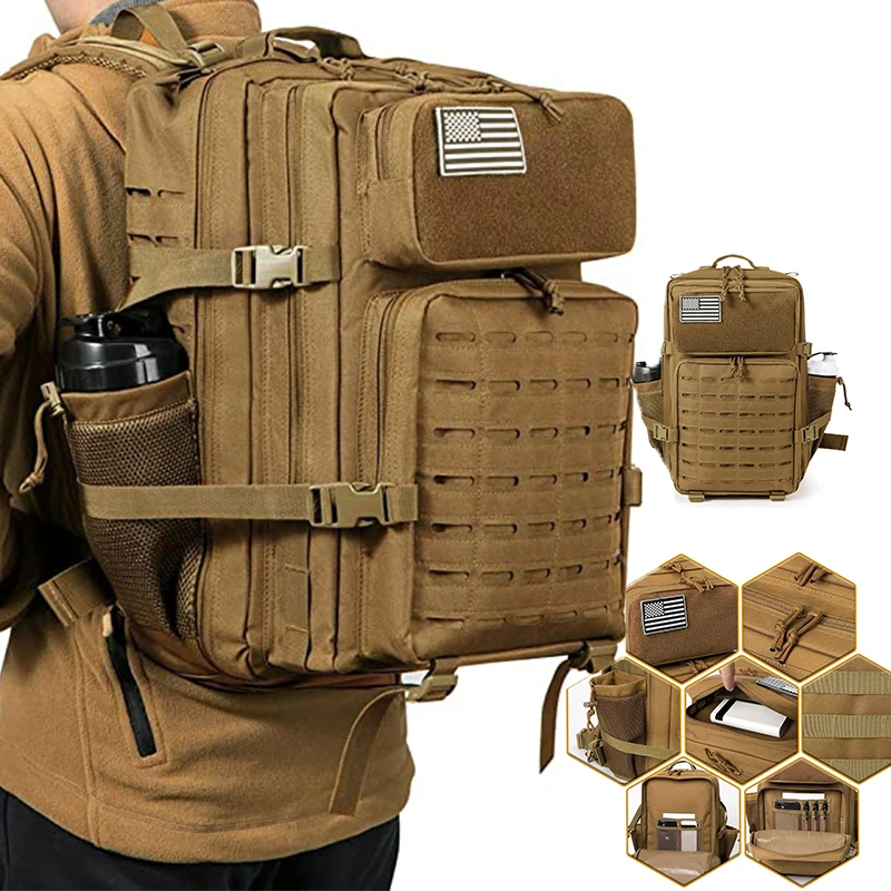 Tactical Backpack for Men and Women 3 Day Bug Out Bag Large waterproof Rucksack for School Hiking Trekking Hunting Gym Gear