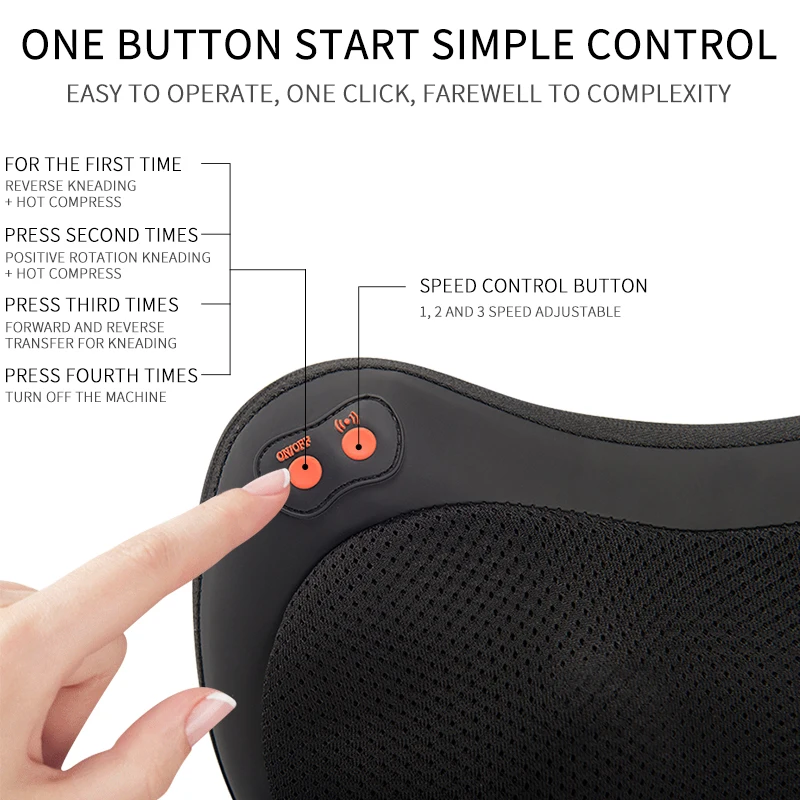 Butterfly shaped 6 massager head heating warm waist neck home and car use forward and reverse kneading kneading  massager pillow