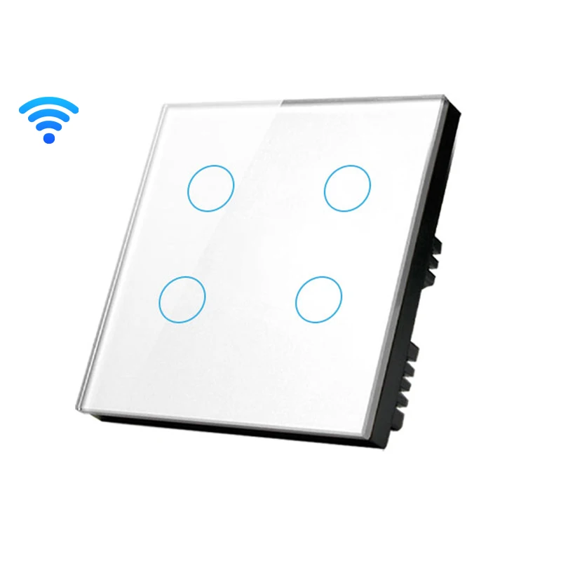 Factory wholesale new style appearance patent smart switch 4Gang EU standard touch voice switch wall smart switch wifi