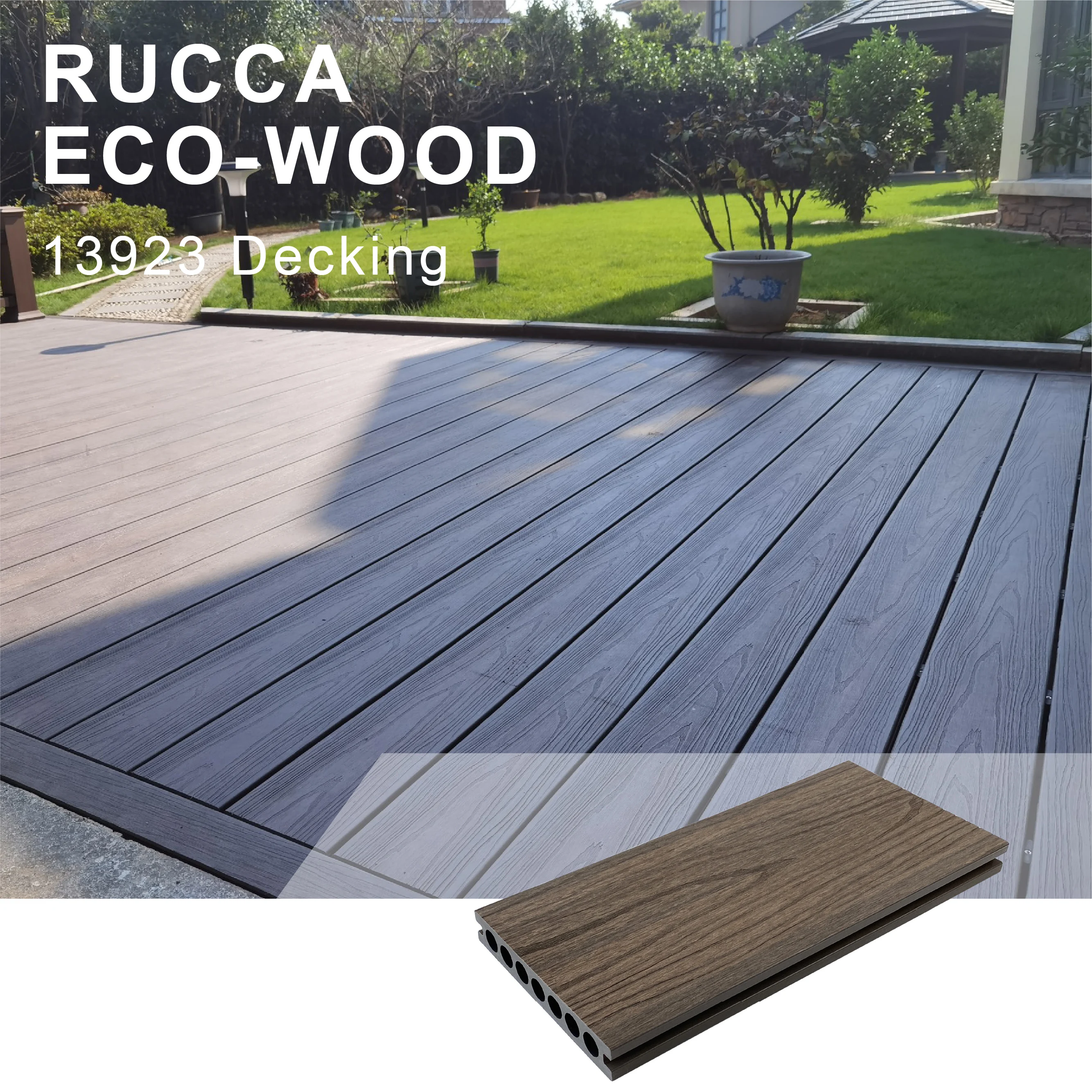 RUCCA New Design Wpc Decking 139*23mm Hard Wearing Co-Extrusion Composite Deck. Waterproof Wpc Outdoor Co-Ex Decking Floor