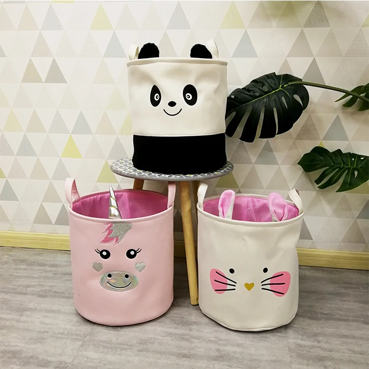 Kids Storage Basket Bedroom Cute Animal Basket For Children Room Laundry Basket With Rabbit Ears Decoration