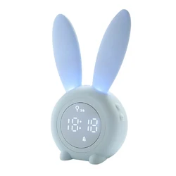 Electronic LED Display Bunny Ear Cute Rabbit Night Lamp LED Digital Alarm Clock