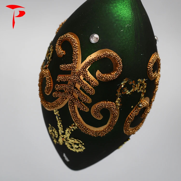 Wholesale Cone Velvet Green Christmas Decoration Ball with Sequins Ornaments Bulk Vintage