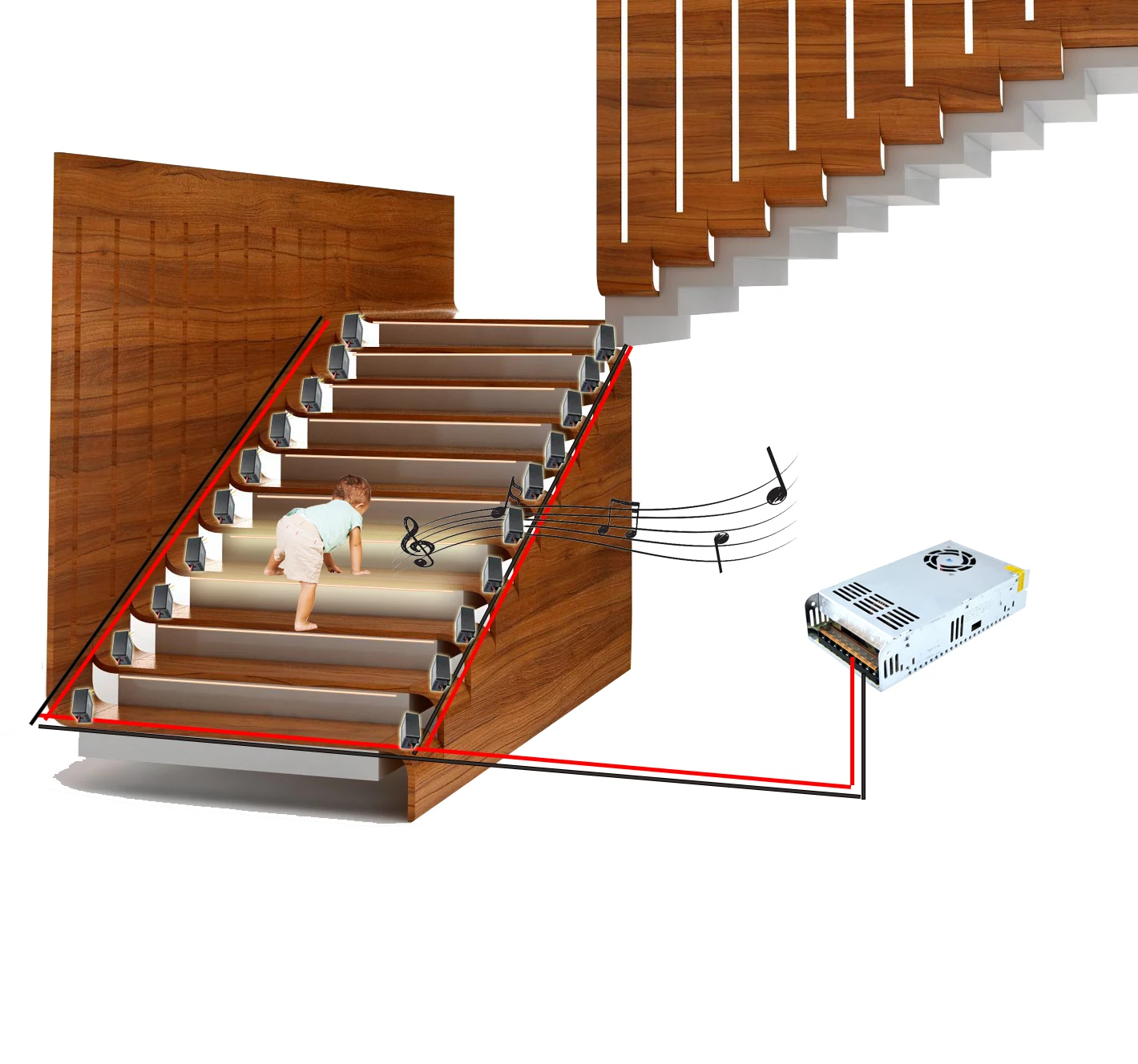 Smart Stairs led control system for stairway automatic step lights Human PIR sensor stair lighting controller with motion sensor