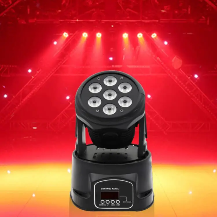 High Quality 7*12w Rgbw 4 In 1 Shaking Heads Led Disco Lights Wash Effect Moving Head Led Stage Lighting