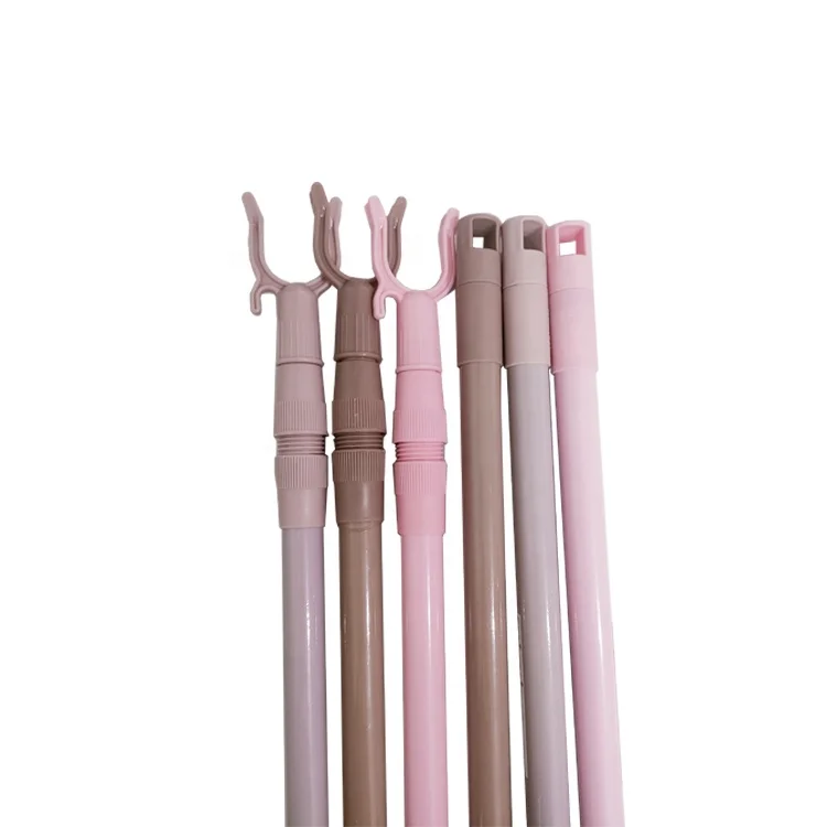 Many Colors High Wall Reach Pole Retractable Garment Clothes Hanger Fork/Metal Telescopic Clothes Forks