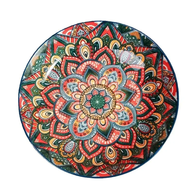 Bohemian Retro Dishes and Bowl Tableware Set Household Baking Tray Assorted Dishes Ceramic Dinnerware Set