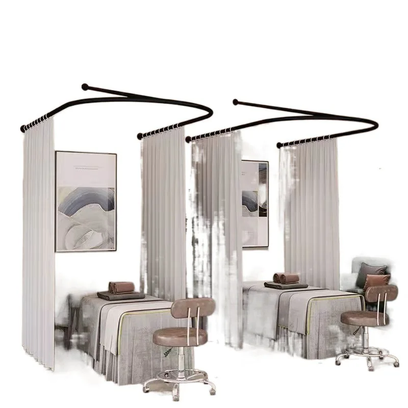 Beauty salon partition curtain U-shaped health hall light opaque curtain rod