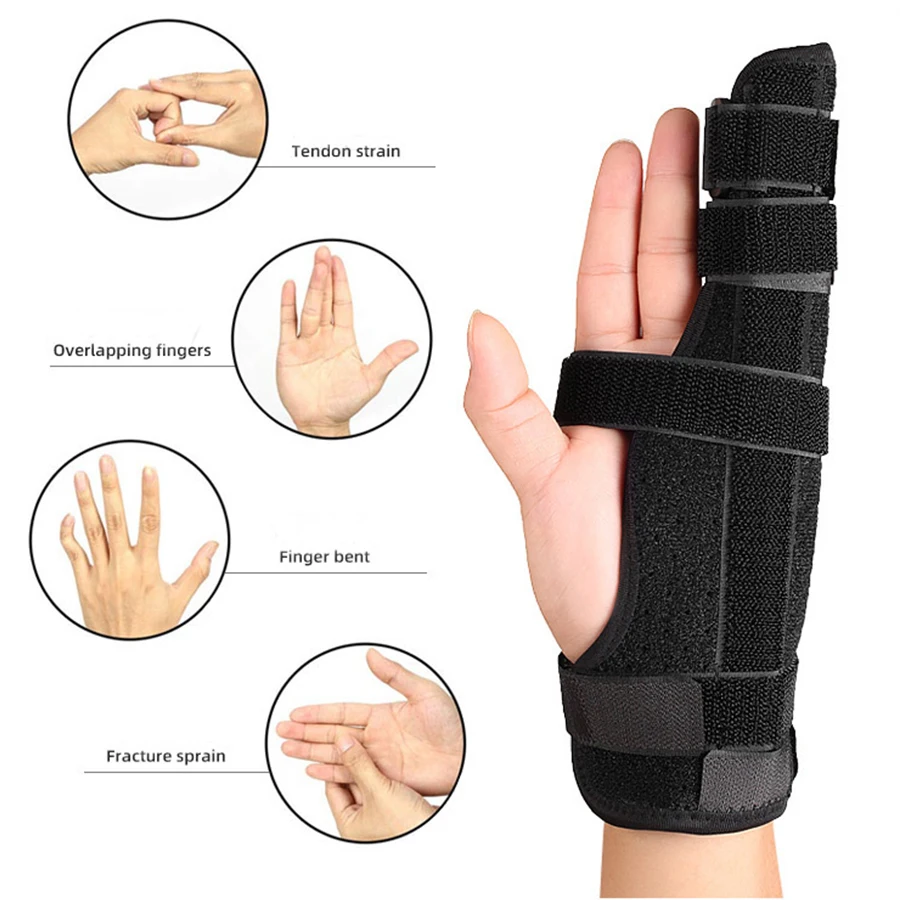 Breathable Finger Splint Thumb & Wrist Stabilizer Adjustable Strap Hand Support Brace With Aluminium Alloy Splints