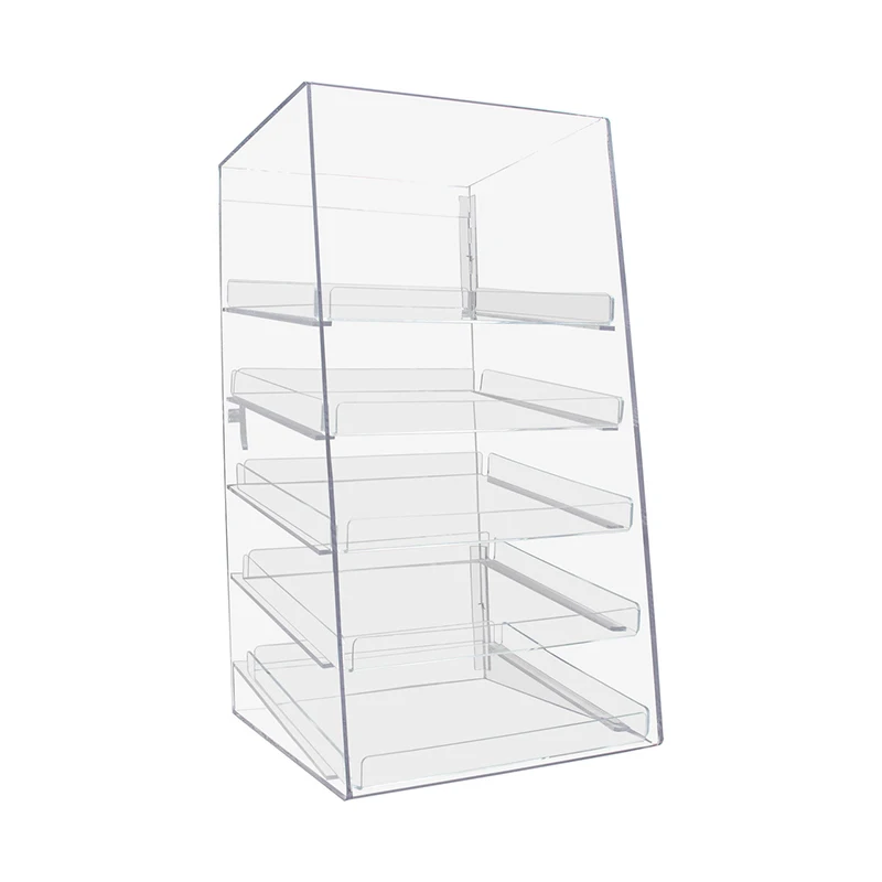 Customized Transparent 5 tier Acrylic Donut Storage Bread Cabinet  Bakery Display Case for Wholesale