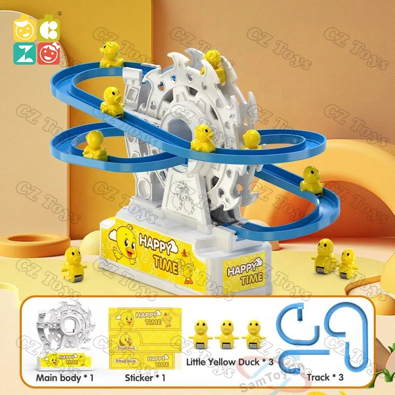 Hot Sale Educational Games Sliding Railway Roller Coaster Toy 3 Mini Duck Electric Track Slide Slot Toy Small Duck Climbing Toy